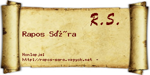Rapos Sára névjegykártya